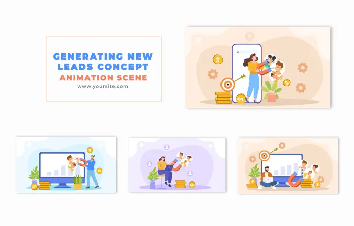 Lead Generation Concept 2D Character Animation Scene